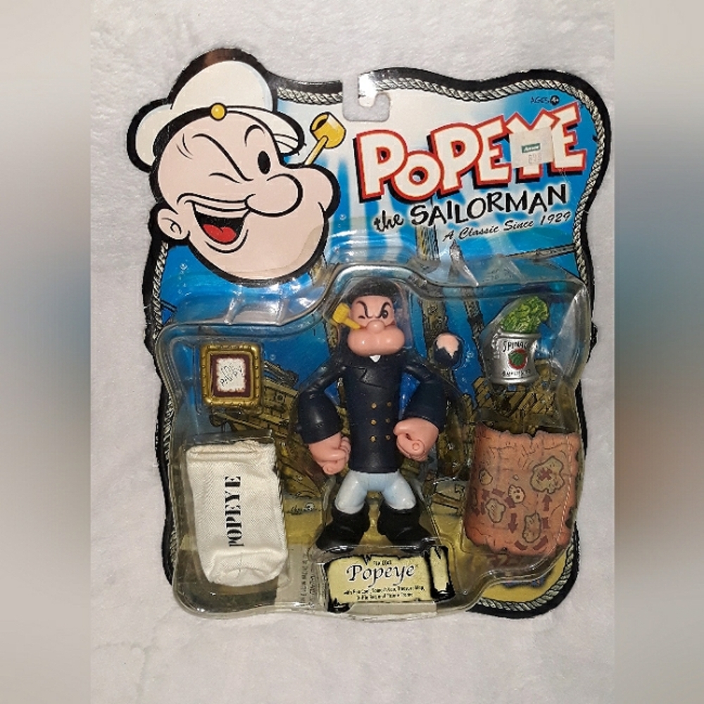 Popeye The Sailor Man Action Figure! Includes 5 accessories 2001 MEZCO TOYS New